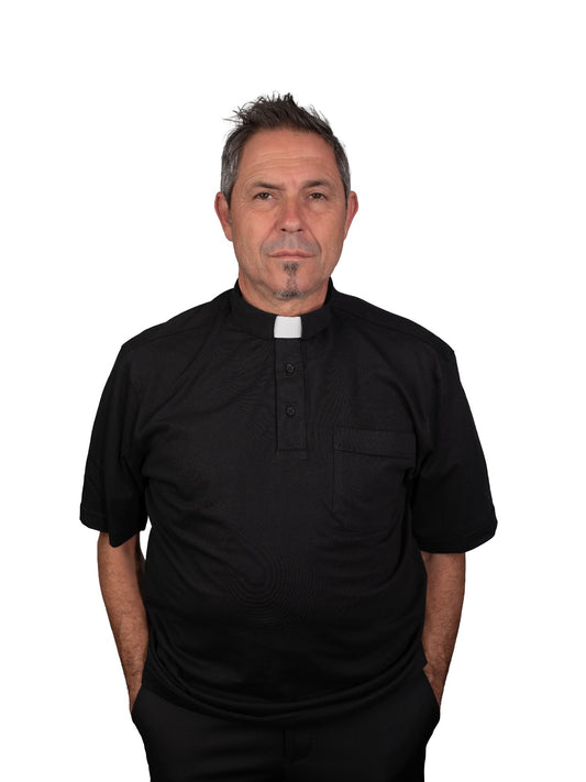 POLO  CLERGY MEZZA MANICA 100% COTONE  MERCERIZZATO  COLORE NERO