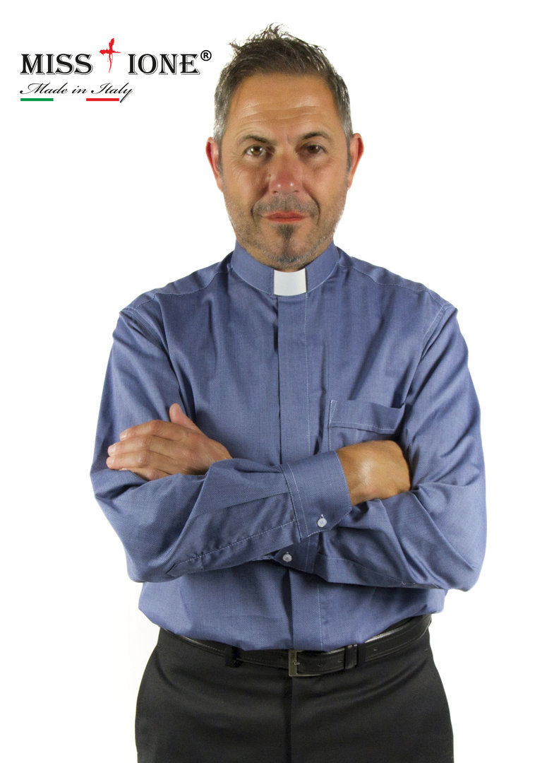 ART CT.TX.OP. 103 Camicia manica lunga Clergy 60% Cotone  40% Poliestere- colore BLU