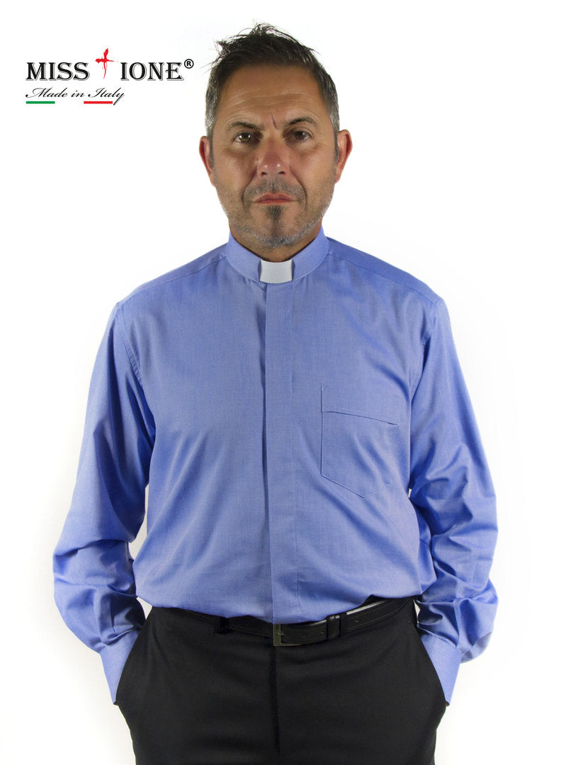 ART CT.TX.OP. 103 Camicia manica lunga Clergy 60% Cotone  40% Poliestere- colore CELESTE