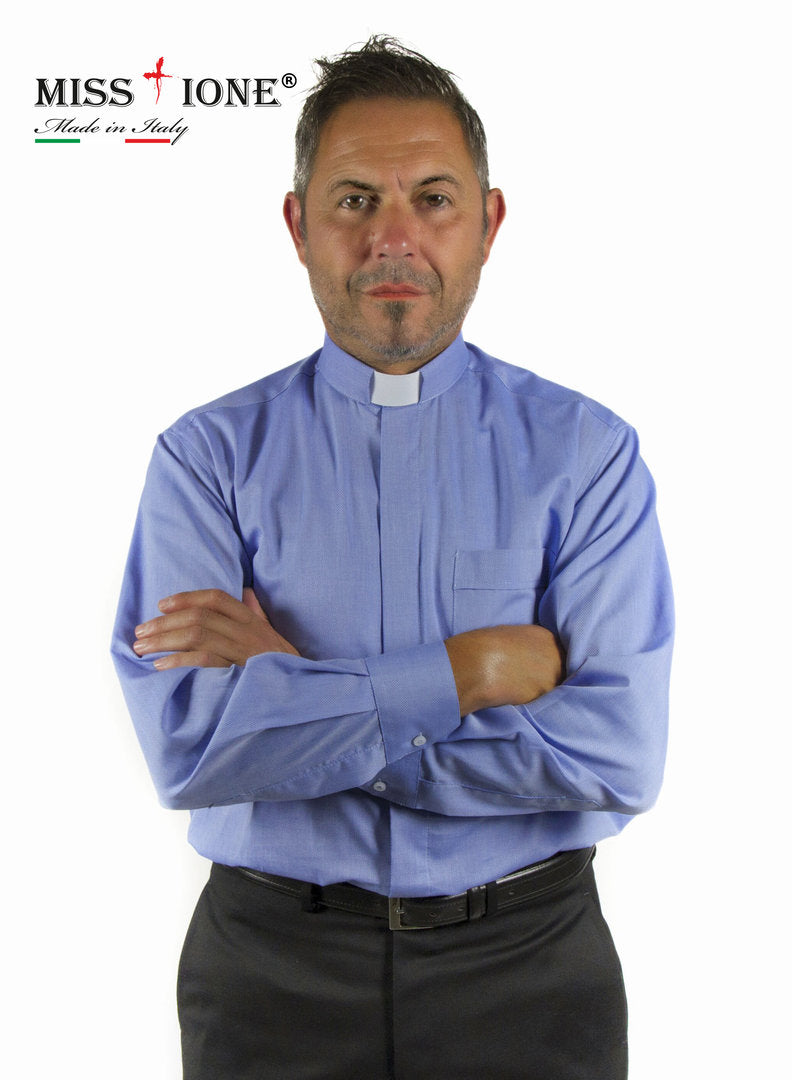 ART CT.TX.OP. 103 Camicia manica lunga Clergy 60% Cotone  40% Poliestere- colore CELESTE