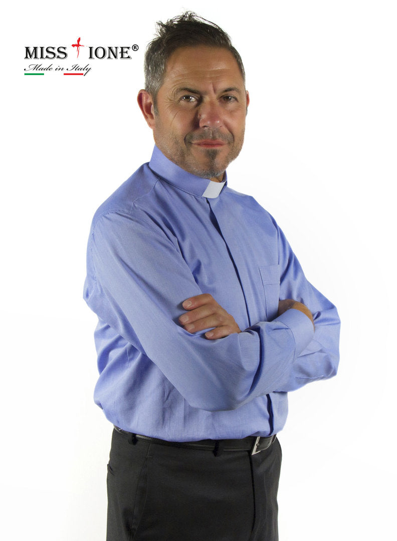 ART CT.TX.OP. 103 Camicia manica lunga Clergy 60% Cotone  40% Poliestere- colore CELESTE