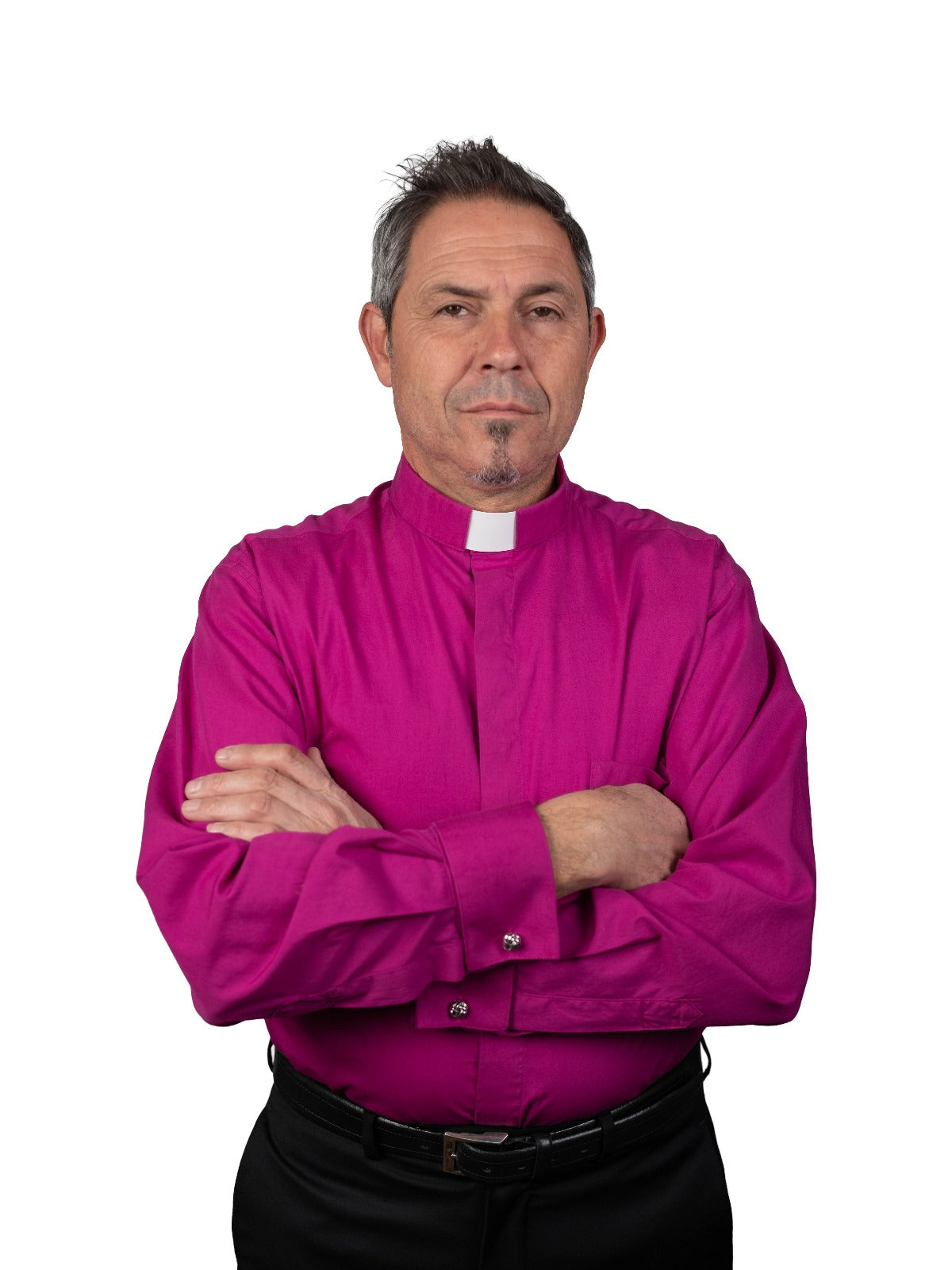 ART 101  Camicia Clergy manica lunga polso gemello  100%Cotone  Popeline  COLORE PAONAZZO