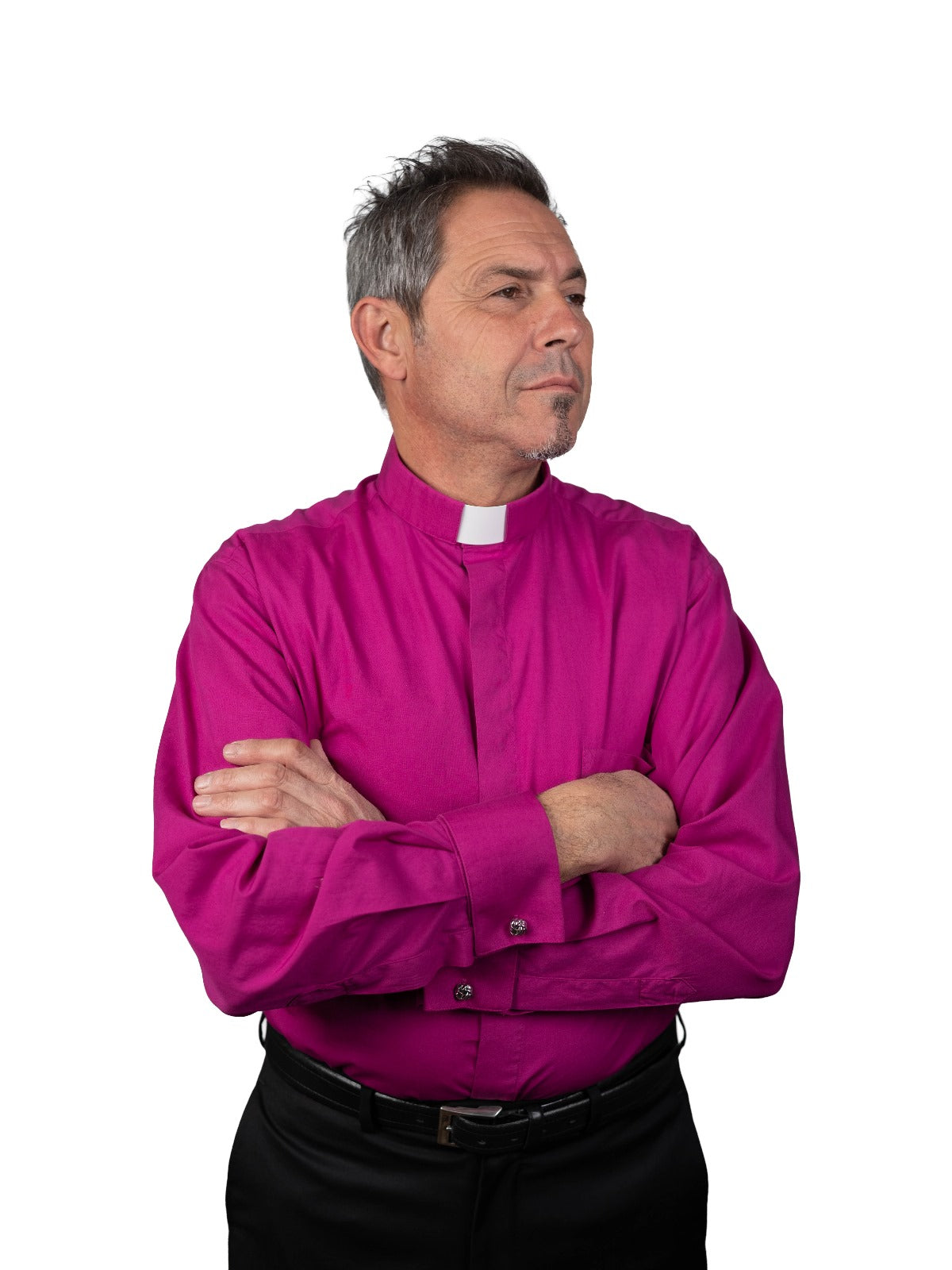 ART 101  Camicia Clergy manica lunga polso gemello  100%Cotone  Popeline  COLORE PAONAZZO