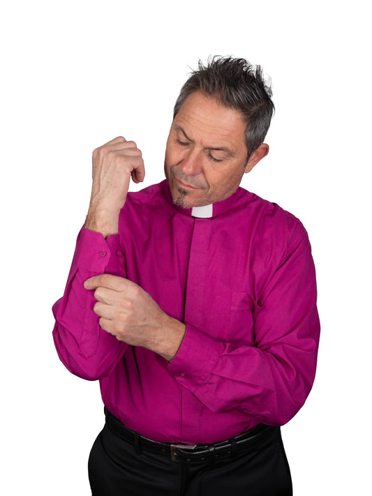 ART 101  Camicia Clergy manica lunga  100%Cotone  Popeline  COLORE PAONAZZO