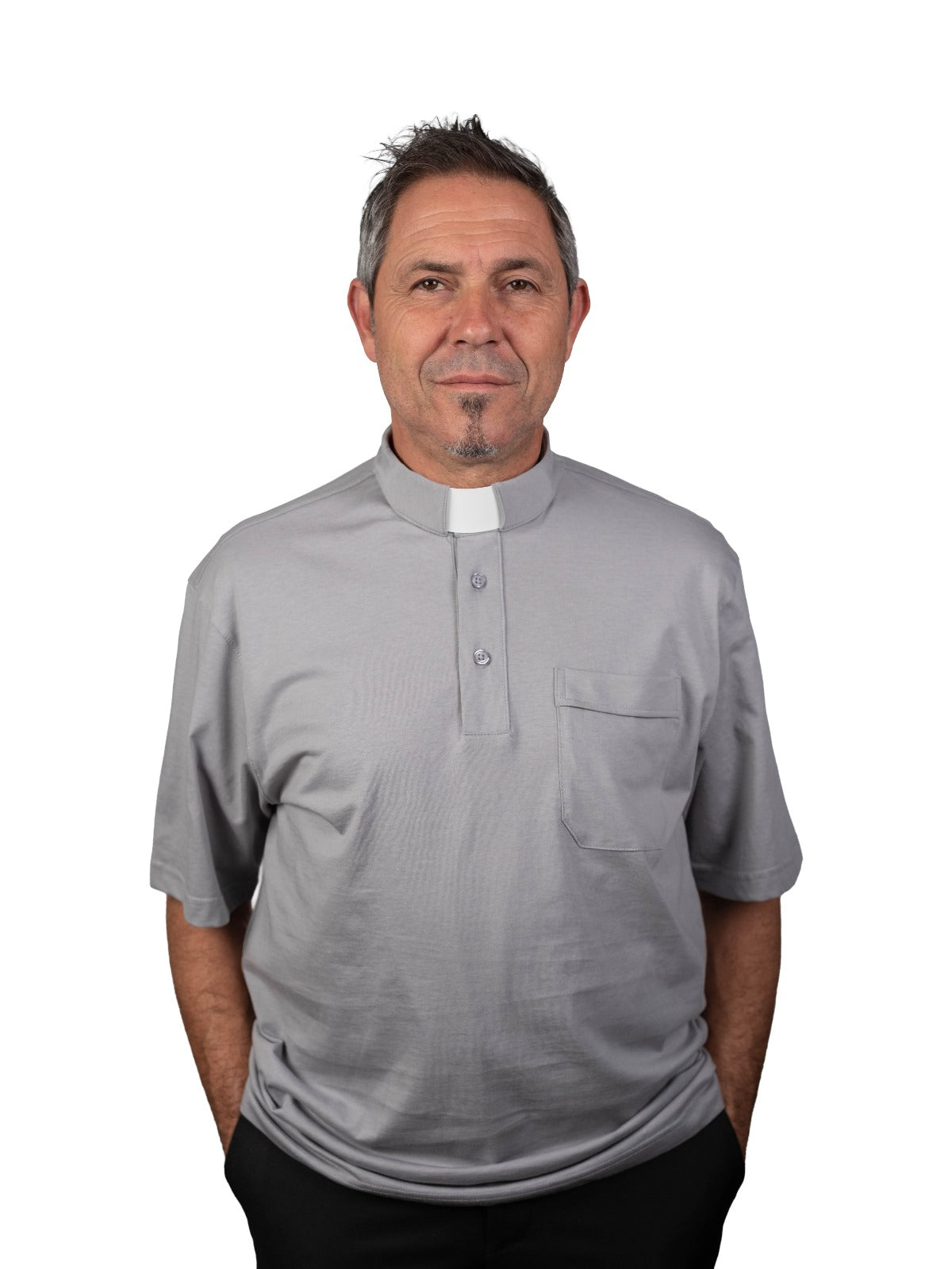 POLO  CLERGY MEZZA MANICA 100% COTONE  MERCERIZZATO GRIGIO PERLA