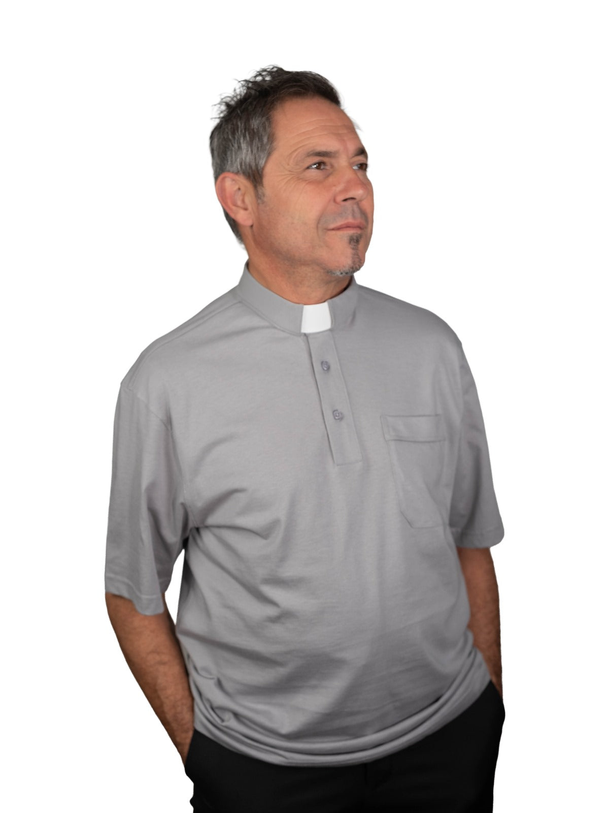 POLO  CLERGY MEZZA MANICA 100% COTONE  MERCERIZZATO GRIGIO PERLA