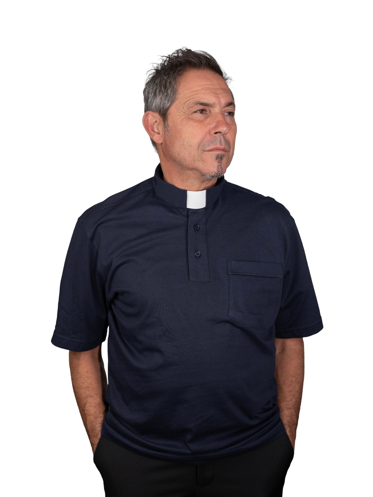 POLO  CLERGY MEZZA MANICA 100% COTONE  MERCERIZZATO COLORE BLU