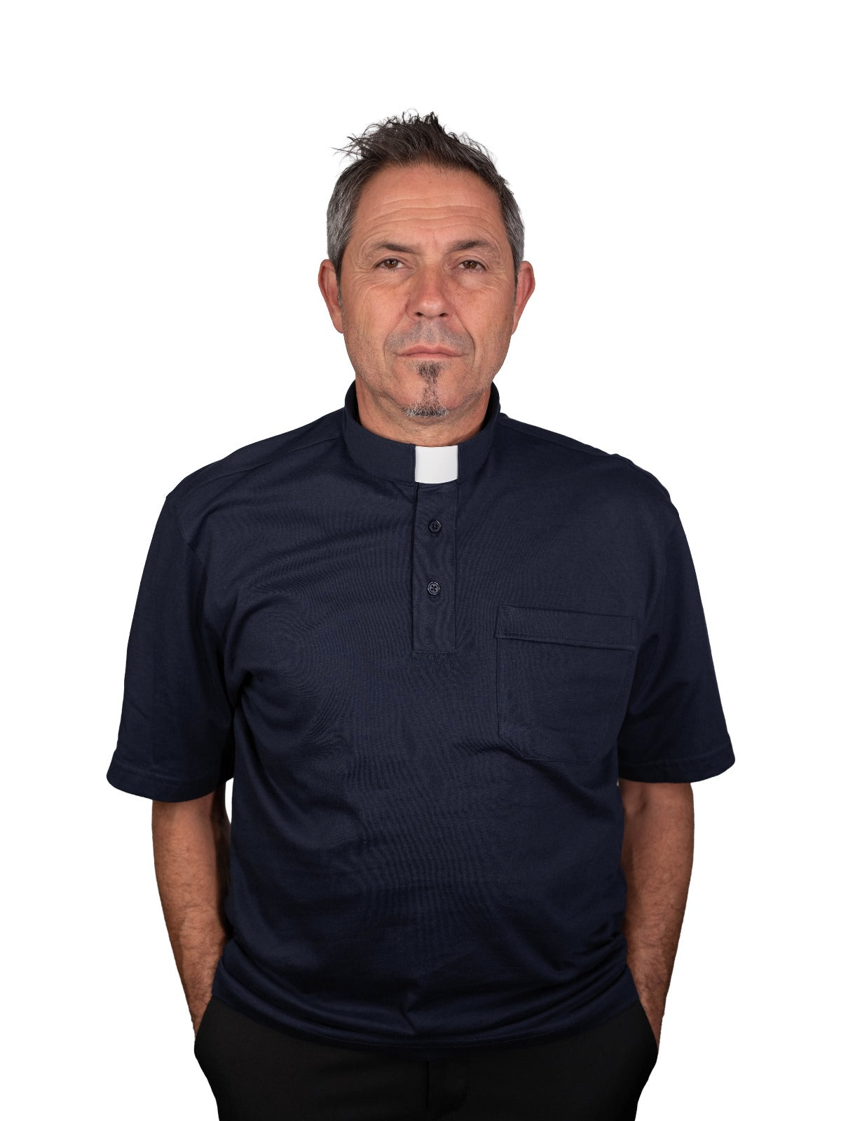 POLO  CLERGY MEZZA MANICA 100% COTONE  MERCERIZZATO COLORE BLU